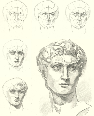 Гипсовая голова Давида построение