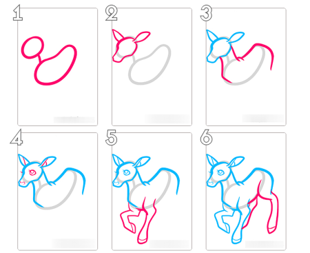 Поэтапное рисование жеребенка