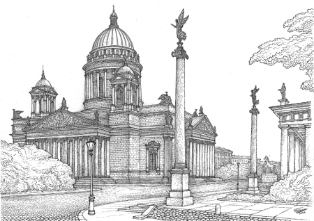 Исаакиевский собор рисунок построение