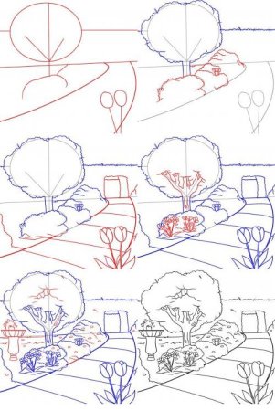 Сад рисунок легкий