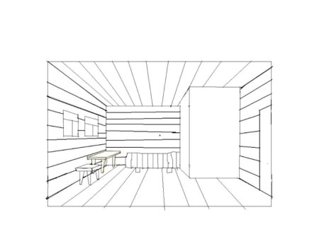 Перспектива интерьера избы