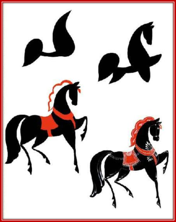 Городецкий конь последовательность росписи