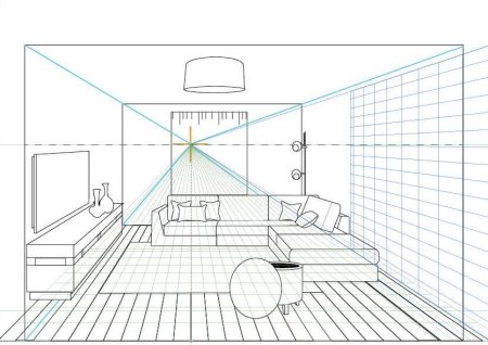 Перспектива комнаты сбоку