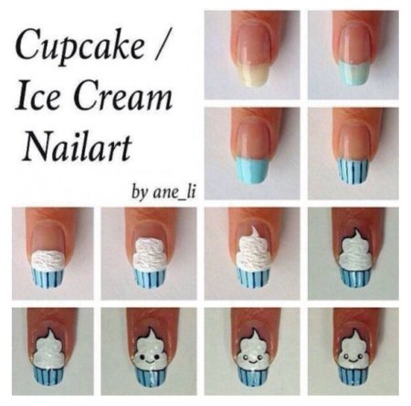 Ногти легкий дизайн кексы