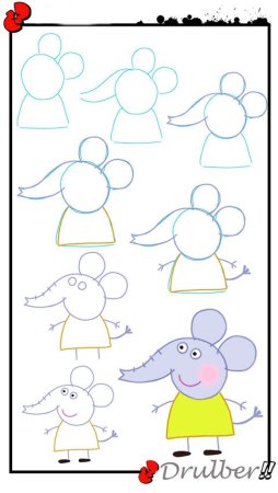 Рисунки Свинка Пеппа по этапно