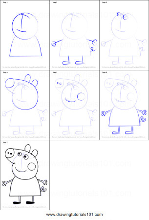 Пошагово нарисовать свинку Пеппу