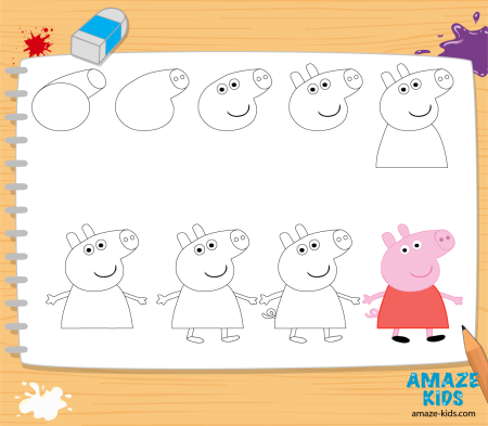 Рисунки для срисовки Свинка Пеппа