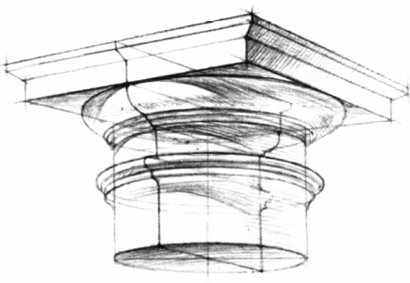 Академический рисунок капители дорического ордера