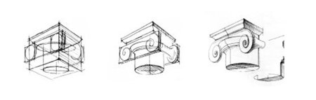 Ионическая Капитель рисунок построение