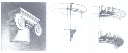 Ионическая Капитель рисунок построение