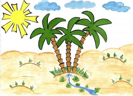 Три пальмы Лермонтов рисунок