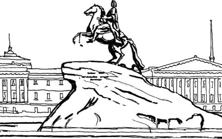 Медный всадник в Санкт-Петербурге рисунок