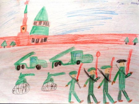 Рисунок на тему парад военной техники