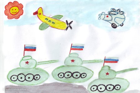 Рисунки детей парад Победы в детском саду