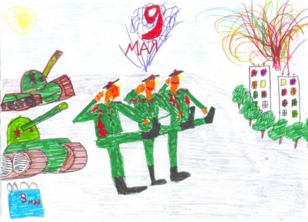 Рисунок парад Победы детские