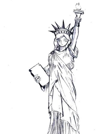 Статуя свободы рисунок поэтапно (41 фото)