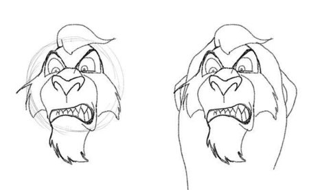 Этапно рисование шрама из короля Льва