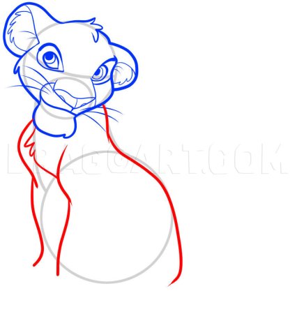 Нарисовать Льва Симбу поэтапно полностью тело