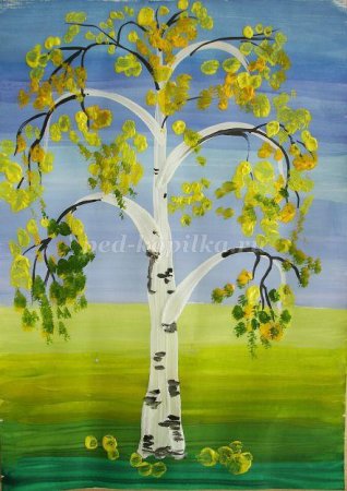 Рисование березы для детей