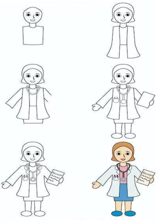 Поэтапное рисование доктора
