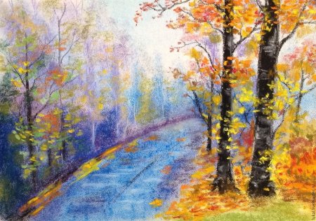 Этапы рисования осеннего дерева