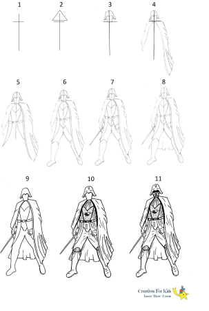 Дарт Вейдер рисунок карандашом в полный рост