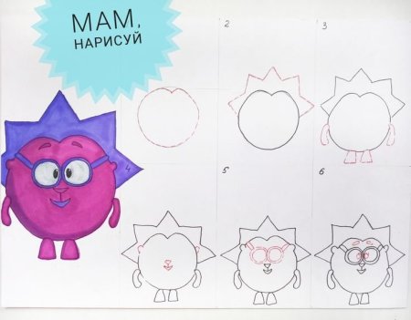 Ёжик из смешариков поэтапно