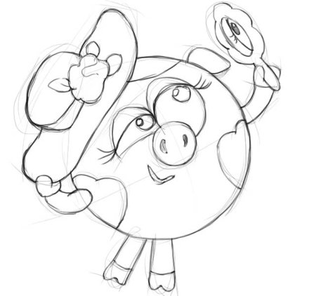 Рисуем Нюшу из смешариков