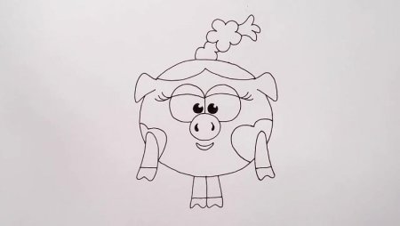 Поэтапное рисование Нюша из смешариков