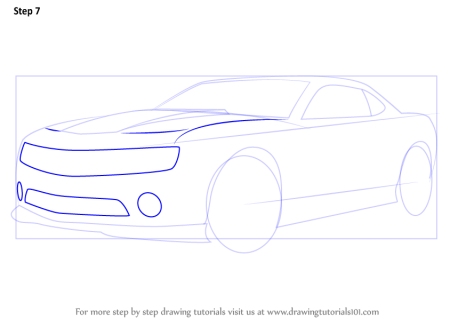 Поэтапное рисование Шевроле Камаро