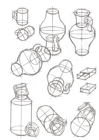 Линейно-конструктивный рисунок натюрморта