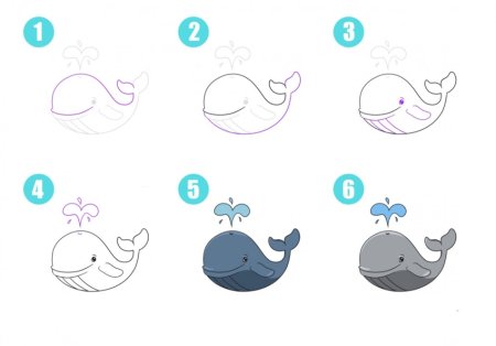 Кит поэтапное рисование