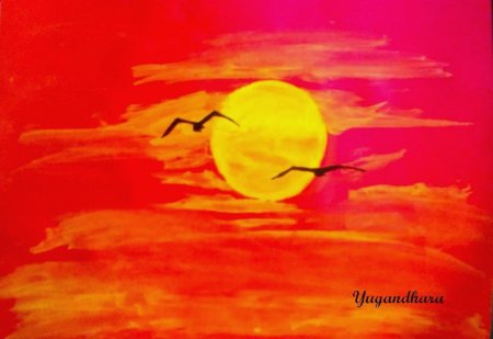 Рисунок рассвет утренней и вечерней тишины