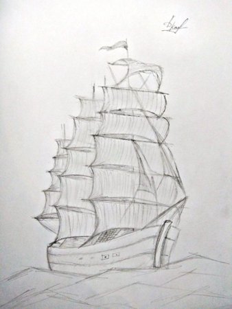 Рисунок корабля пошагово для 1 класса