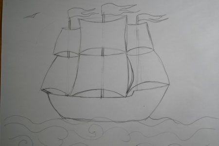 Пошаговое рисование корабля