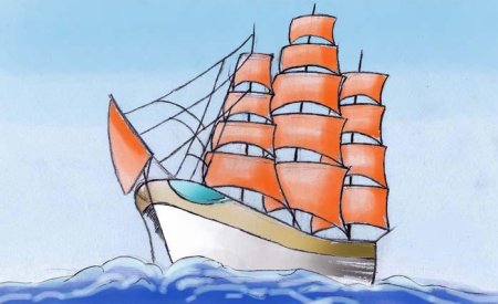 Парусник пошагово карандашом