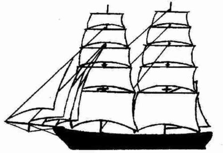 Поэтапное рисование корабля для детей