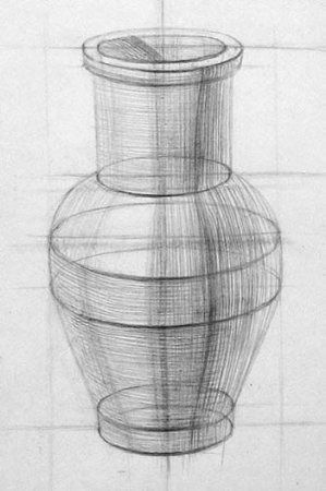 Линейно-конструктивный рисунок предмета сложной формы