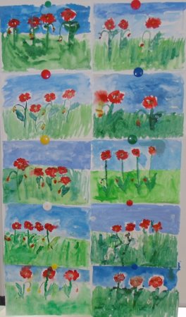 Как нарисовать полянку с цветами