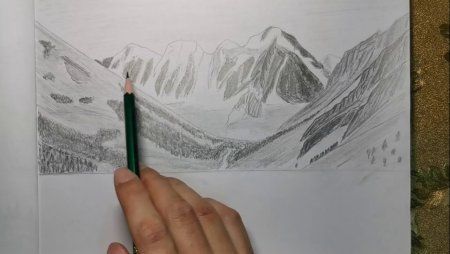 Алтай рисунок карандашом
