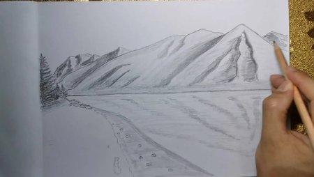 Горы снежные карандашом