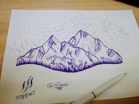 Горы рисунок карандашом легко