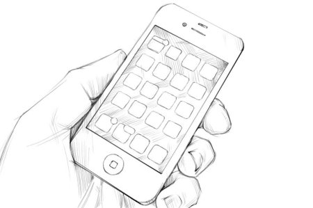 Эскиз карандашом смартфона