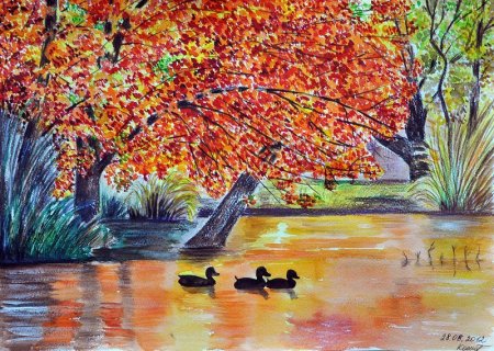 Рисование осеннего пейзажа