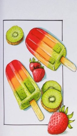 Рисование маркерами фрукты