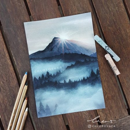 Горы пастелью сухой