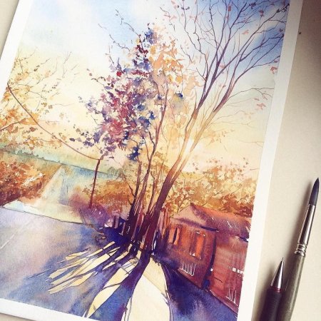 Рисунки акварелью простые