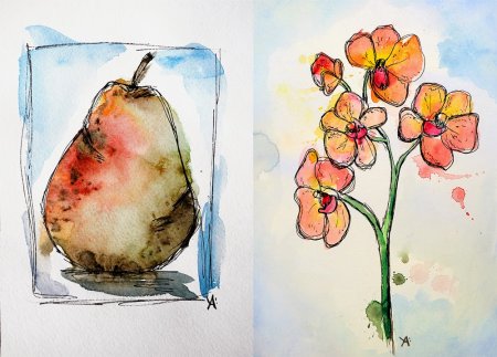 Арбуз акварелью