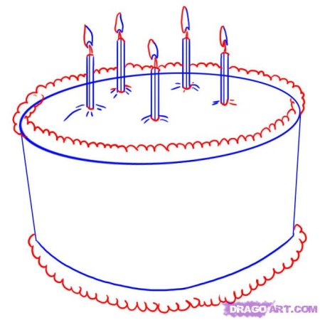 Торт рисунок поэтапно