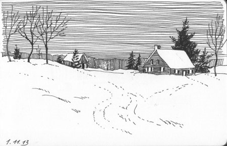 Зимний пейзаж набросок